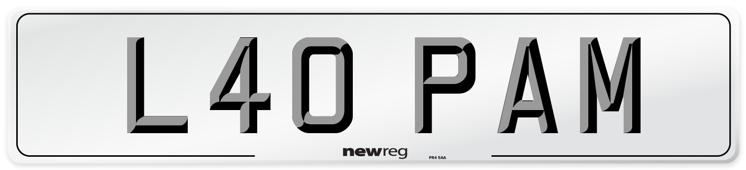L40 PAM Number Plate from New Reg